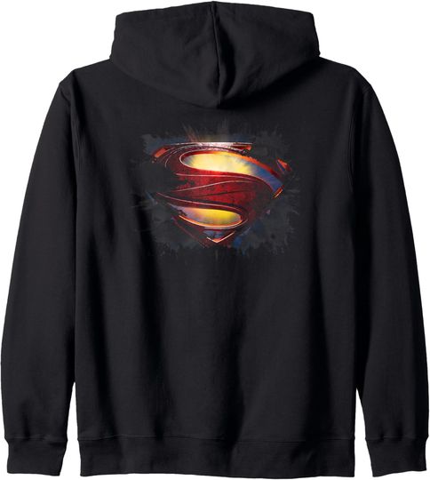Man of Steel Grungy Shield Zip Hoodie, Gift For Fans