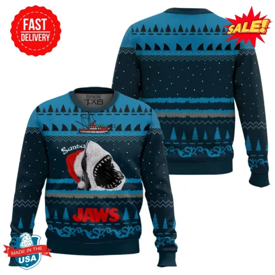 Discover Santa Jaws 1975 Ugly Christmas Sweater