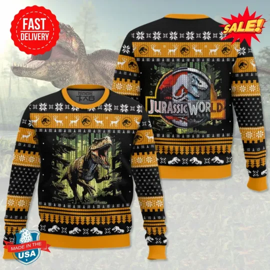 Discover T-rex Jurassic World Ugly Christmas Sweater
