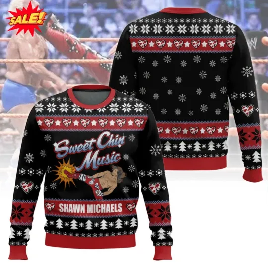 Shawn Michaels Sweet Chin Music Wrestling Entertainment Ugly Christmas Sweater