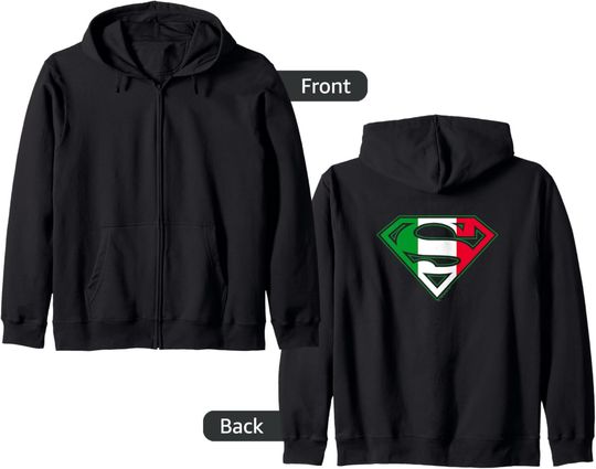 Superman Italian Shield Zip Hoodie, Gift For Fans