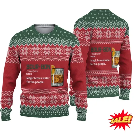 Discover Bourbon Christmas Pattern Ugly Sweater