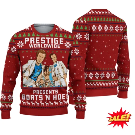 Discover Presents Boats'n H*es, Iconic Movie Ugly Christmas Sweater