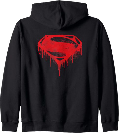 Discover Batman v Superman Splattered Logo Zip Hoodie, Gift For Fans
