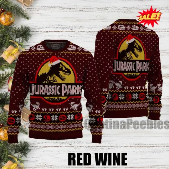 Jurassic Park Christmas Sweater – Funny Dinosaur Ugly Xmas Jumper