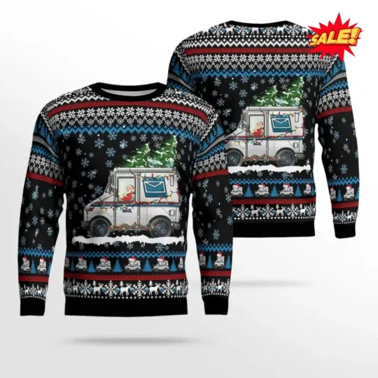 Discover Postal Worker Ugly Christmas Sweater, Funny Mail Carrier Holiday Jumper