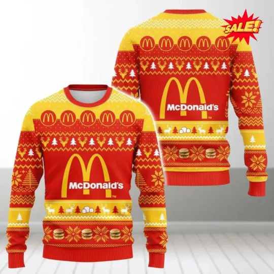 Discover Christmas McDonald's Ugly Sweater, Mcdonald Christmas Sweater