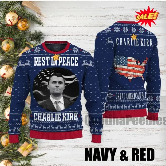 Pray for Charlie Kirk Ugly Sweater Shirt, Patriotic Charlie Kirk Ugly Sweater