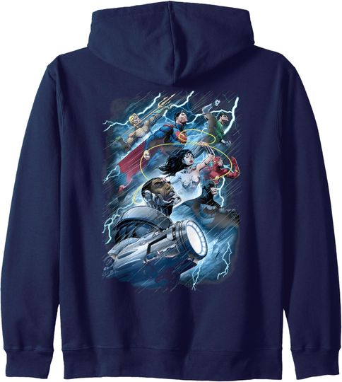 Justice League Ride the Lightening Zip Hoodie, Gift For Fans