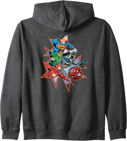Justice League Starbursts Zip Hoodie, Gift For Fans