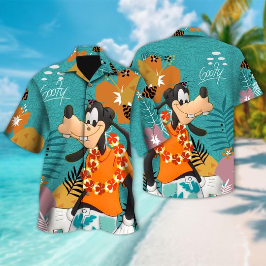 Discover Disney Goofy Dog Hawaiian Shirt, Goofy Movie Button Up Shirt Holiday, Dog Hawaiian Shirt, Goofy Cartoon Movie 3D All Over Print Shirt