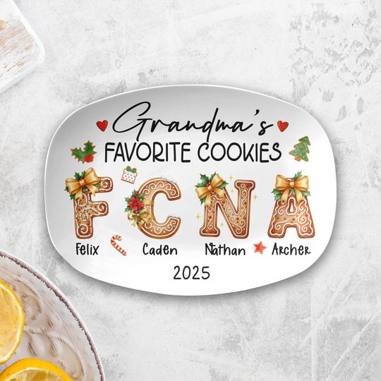 Custom Gingerbread Alphabet Plate, Kids Name Platter, Christmas Name Plate, Kids Christmas Gifts, Personalized Christmas Plate For Family