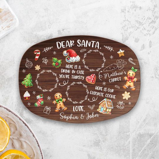 Discover Custom Santa Cookie Platter Gift, Personalized Cookies for Santa Christmas Plate, Christmas Holiday Cookie Plate, Carrots For Reindeer Plate