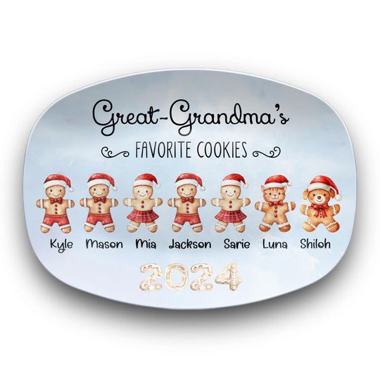 Personalized Christmas Gift Idea Great-Grandma Nana Gigi Mom Mother-in-law | Baking tray Cookie Dessert Platter Plate Mother's Day Holiday