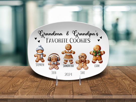 Discover Personalized Gingerbread Cookie Christmas Platter, Gift for Grandma/Grandparents Keepsake Gift from Grandkids