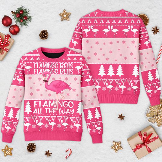 Discover Pink Flamingo Christmas Ugly Sweater, Funny Flamingo Christmas Sweatshirt, Flamingo Lovers Gift, Xmas Holiday Gift For Men Women Kid
