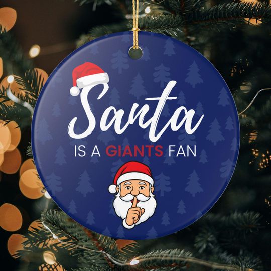 Santa is a New York Giants Fan Christmas Ornament Gift, Funny Christmas Ornament Giants Gift, Secret Santa Gift, Giants Football Decor
