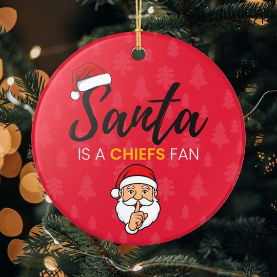 Discover Santa is a Kansas City Chiefs Fan Christmas Ornament Gift, Funny Christmas Ornament Chiefs Gift, Secret Santa Gift, Chiefs Football Decor