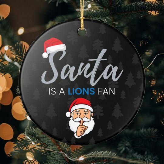 Santa is a Detroit Lions Fan Christmas Ornament Gift, Funny Christmas Ornament Lions Gift, Secret Santa Gift, Lions Football Decor