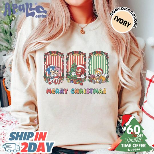 Sonic Merry Christmas Shirt, Funny Gamer Xmas Shirt, Matching Family Holiday Shirt For Group, Christmas Squad Party Outfit