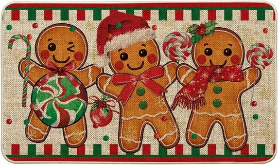 Discover Artoid Mode Candy Gingerbread Man Christmas Doormat, Winter Xmas Home Decor Low-Profile Switch Rug Door Mat Floor Mat for Indoor Outdoor 17x29 Inch