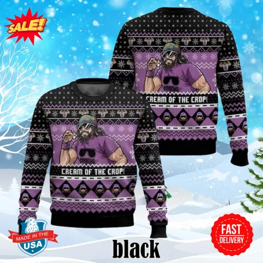 Discover The Cream Of The Crop Ugly Christmas Sweater, Macho Man Randy Savage Sweater