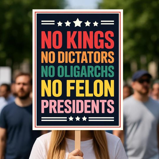 Discover No Kings No Dictators Protest Sign: Anti-Trump Rally Poster