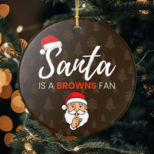Discover Santa is a Cleveland Browns Fan Christmas Ornament Gift, Funny Christmas Ornament Browns Gift, Secret Santa, Browns Football Decor