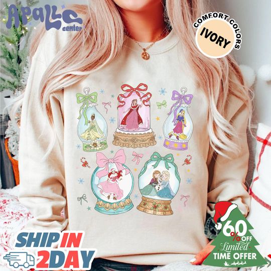 Discover Disneyland Princess Matching Family Holiday Christmas Shirt, Coquette Bow Xmas Tee, Group Outfit, WDW Disneyland Christmas Trip