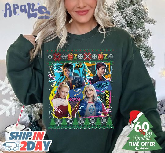 Discover DisneyChannel Zombies 4 Ugly Sweater Love For All Ugly Christmas, Disneyland Descendants Red, Addison, Willa, A-Spen, Zombies Tour Xmas 2025