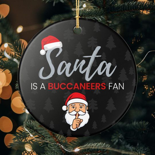 Santa is a Tampa Bay Buccaneers Fan Christmas Ornament Gift, Funny Christmas Ornament Buccaneers Gift, Secret Santa, Buccaneers Football