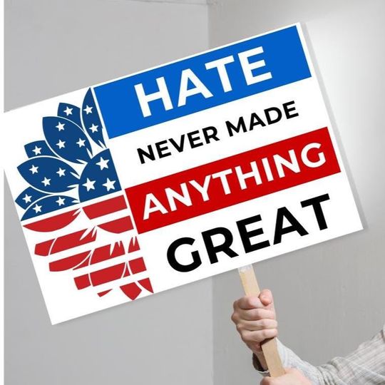 Discover PROTEST 18 OCT 2025 No Kings Sign Printable, Hate Never Made Anything Great, No Kings Protest Hands Off Anti Trump Protest Anti Rally