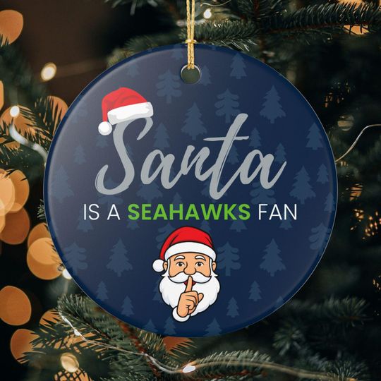 Santa is a Seattle Seahawks Fan Christmas Ornament Gift, Funny Christmas Ornament Seahawks Gift, Secret Santa Gift, Seahawks Football Decor
