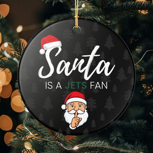 Discover Santa is a New York Jets Fan Christmas Ornament Gift, Funny Christmas Ornament Jets Gift, Secret Santa Gift, Jets Football Decor