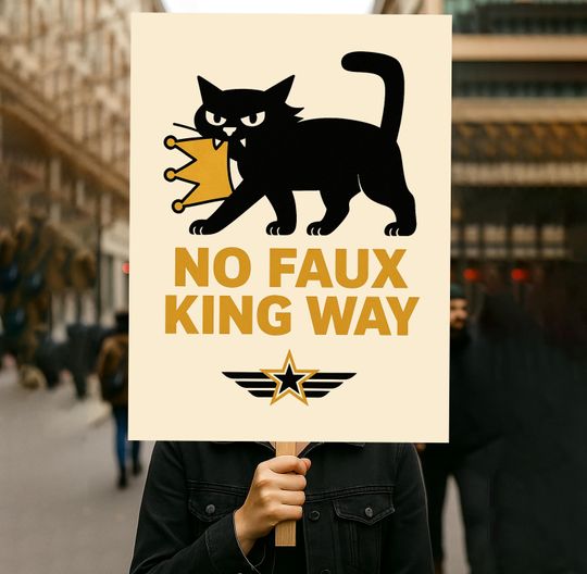 Discover No Kings Protest Sign  , No Faux King Way Sign, Anti-Trump, Resist Fascism Poster For March, Political Rally Sign