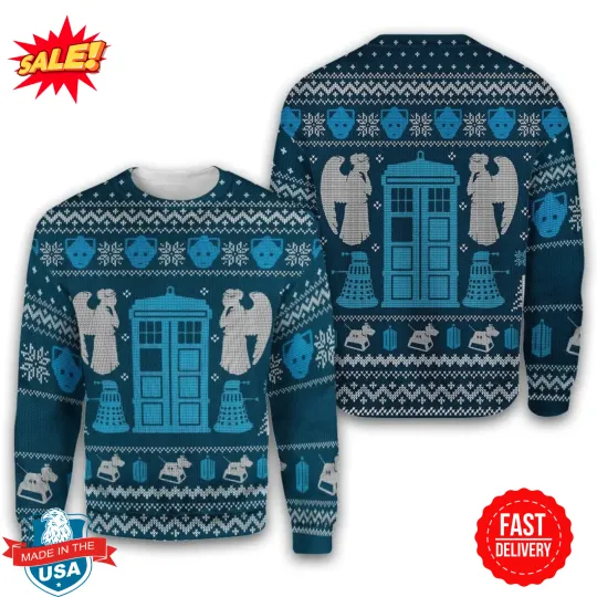 Doctor Who Ugly Christmas Sweater – Funny Sci-Fi Holiday Jumper