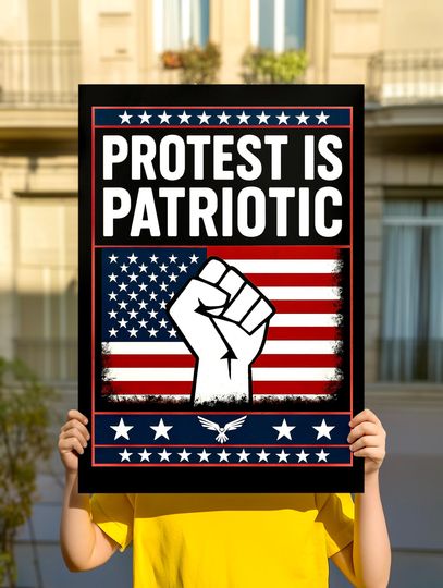 Discover Protest Is Patriotic  Poster, Anti-Trump No Kings Rally Poster Sign For Rally, Patriotic Resistance poster, Political Activist Poster