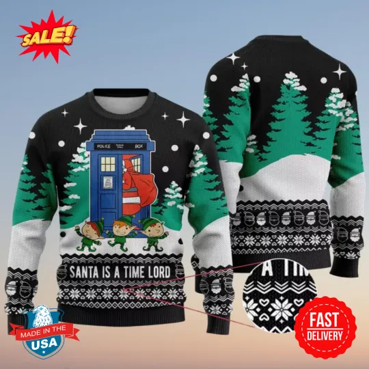 Funny Tardis Santa Doctor Who Christmas Ugly Sweater