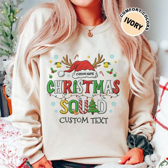 Discover Christmas Squad Custom Name Shirt, It's The Most Wonderful Time Of The Year Xmas Tee, Christmas Lights Shirt Family Trip Matching 2025