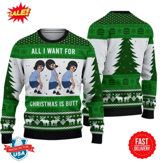 Discover Christmas Louise Belcher Ugly Sweater, Bobs Burgers Ugly Sweater