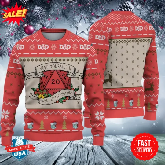 Christmas Dnd Ugly Sweater, Dungeons And Dragons Sweater, D&amp