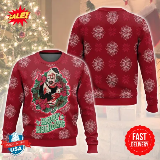 Terrifier Happy Holidays Ugly Sweater