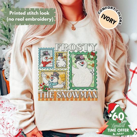 Frosty The Snowman Christmas Shirt, Stamp Style Christmas Movie Gifts, Retro Feelin' Kinda Snowman, Xmas Party 2025 Shirt