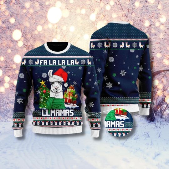 Fa La La Llamas Ugly Christmas Sweater, Funny Holiday Knit
