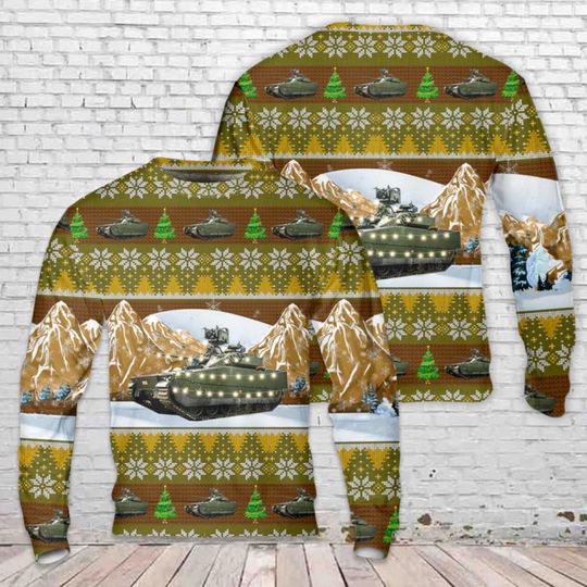 Discover Tank Ugly Christmas Sweater, Military Snow Mountain Print Crewneck