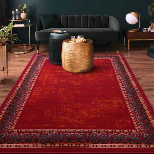 Discover Antep Rugs Alfombras Bordered Modern 5x7 Non-Slip  Low Pile Rubber Backing Indoor Area Rug
