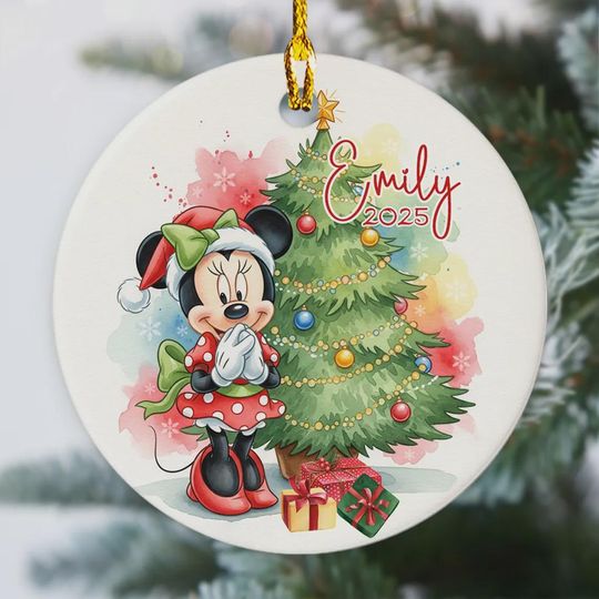 Discover 2025 Custom Disney Minnie Ceramic Ornament, Disney For the Memorial Minnie Ornament, Merry Christmas Ornament, Disney Ceramic Ornament 2025