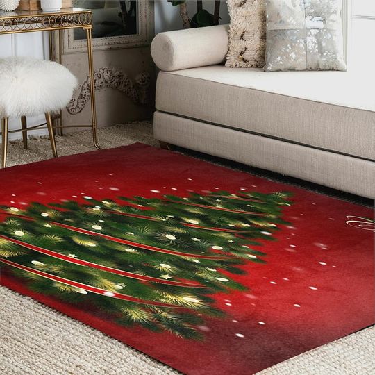 Discover ALAZA Red Merry Christmas Tree Area Rug Rugs for Living Room Bedroom 4'10" x 6'8"