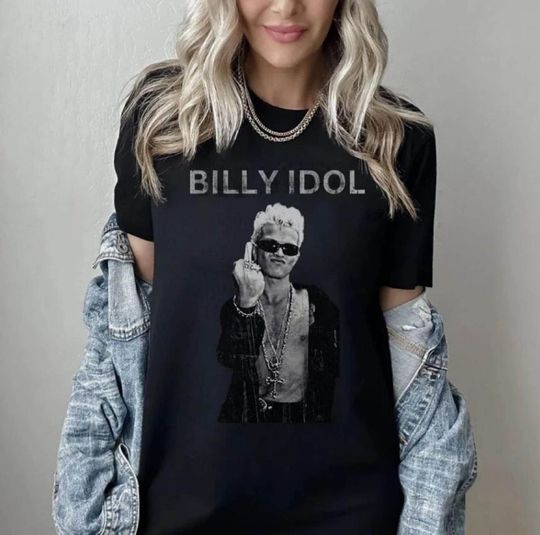 Billy Idol 80s Rock Vintage T-Shirt, Middle Finger Tee, Tour Again 2025 T-Shirt