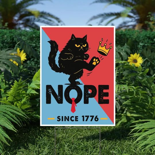 Discover No Kings In America Protest Sign: Patriotic Black Cat Poster (Digital Download)